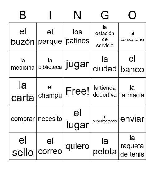 Objects/Items you Buy at Places in the City Bingo Card