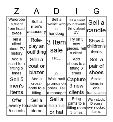 ZV Team Bingo!! Bingo Card