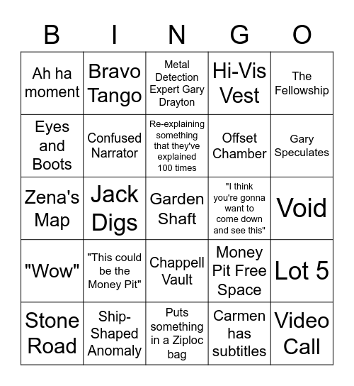 The Curse of Oak Island Bingo Card