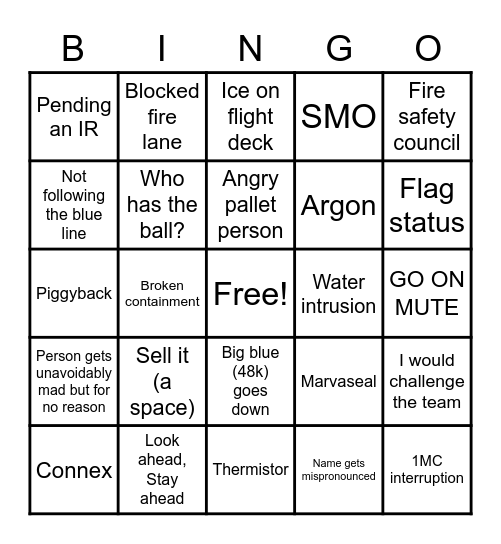 Topside Bingo Card