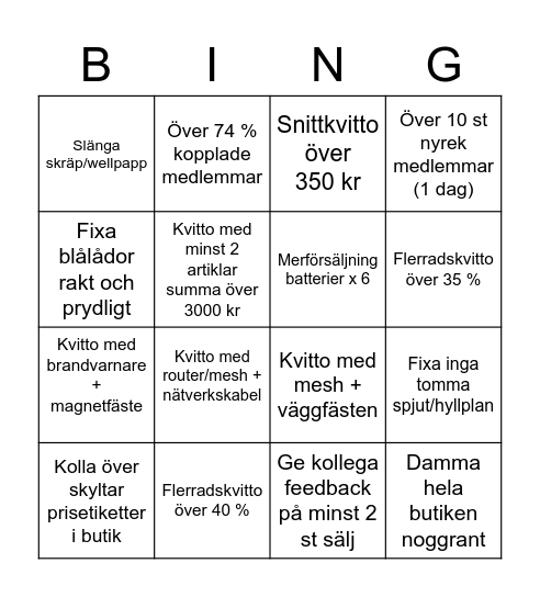 Helgbingo Card