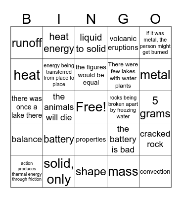 Science Review Bingo Card