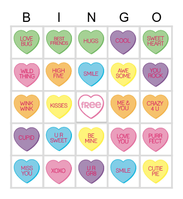 Valentines On A Journey Bingo Card