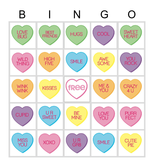 Valentines On A Journey Bingo Card