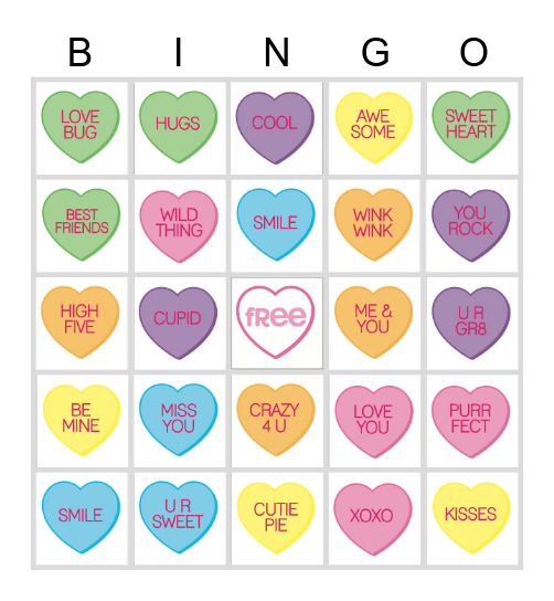 Valentines On A Journey Bingo Card