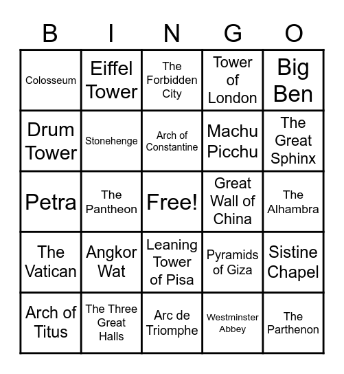 Oh the Places You Will Go! Bingo Card