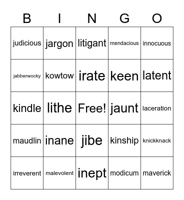 I-M Bingo Card