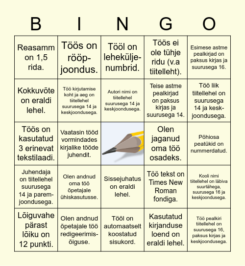 Referaadi Bingo Card