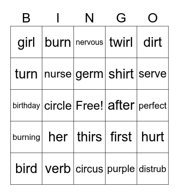 Week 3 Unit 2 Spelling Bingo Card