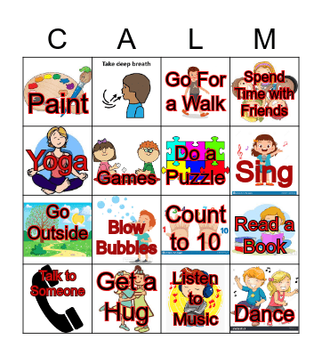 Coping Skill Bingo Card