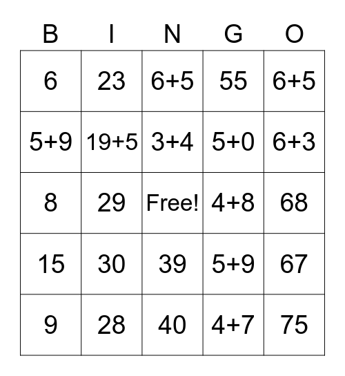Number Bingo 1-75 Bingo Card