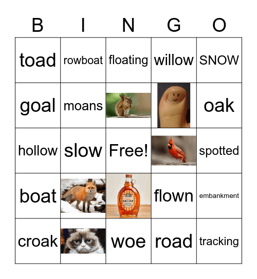 Tracking with Uncle Joe Bingo Card