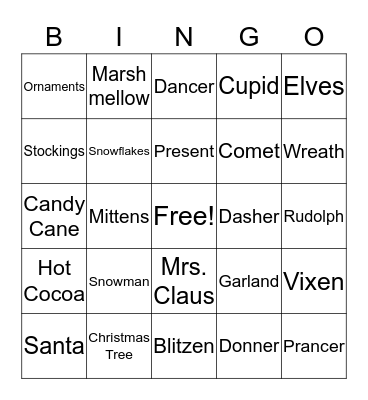 Holiday Party Bingo Card