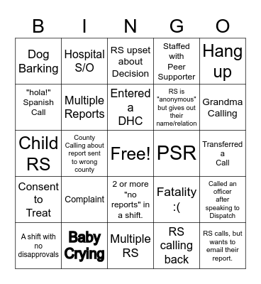 HOTLINE Bingo Card