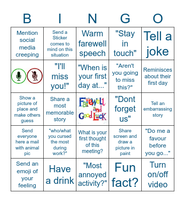 Farewell Fun Bingo Card