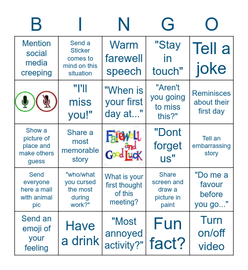 Farewell Fun Bingo Card