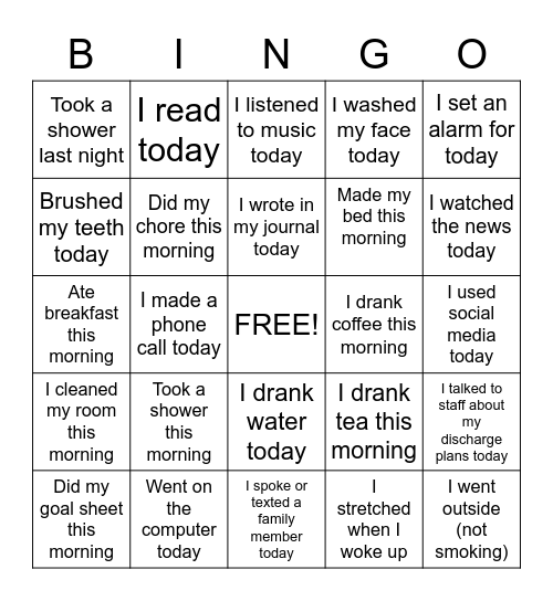 Daily Bingo Card