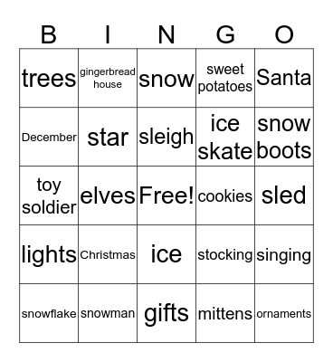 /s/ and /z/ Winter Bingo Card