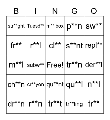 Vowel Teams ai, ay Bingo Card