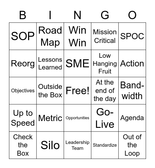 Another Day - Another Reorg Bingo Card