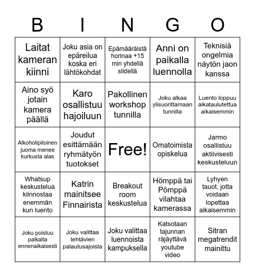 LUENTO BINGO Card