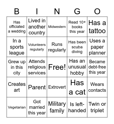 Get to Know Bingo Card