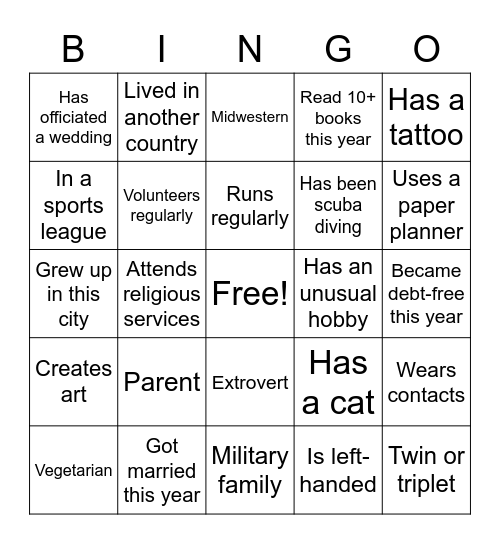 Get to Know Bingo Card