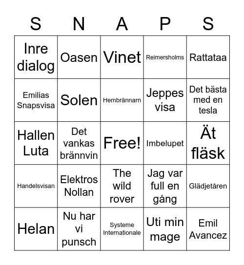 Sångbokssittning Bingo Card