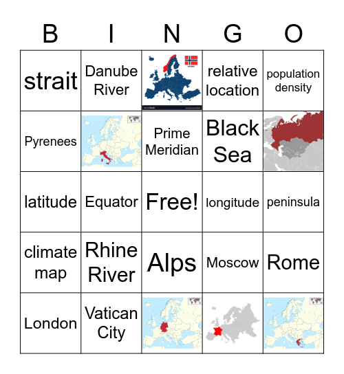 Geography Wars Europe Bingo Card