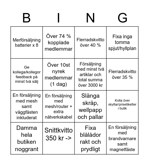 Helg Bingo Card