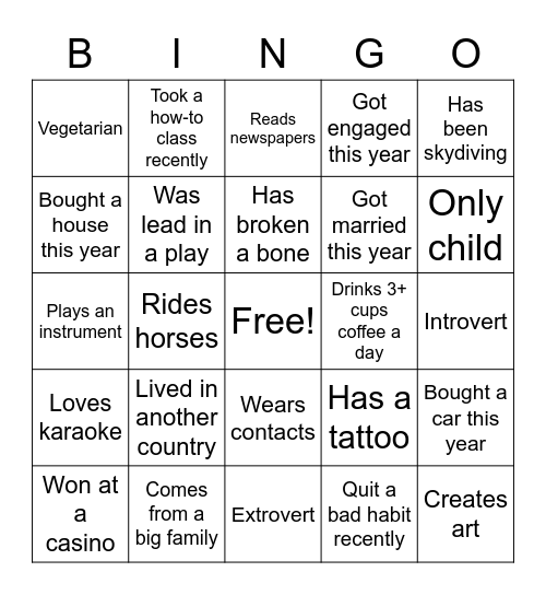 Get to Know Bingo Card