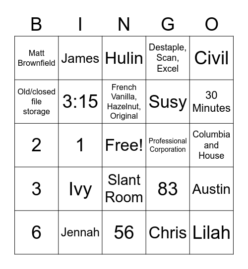 Runners Bingo Card