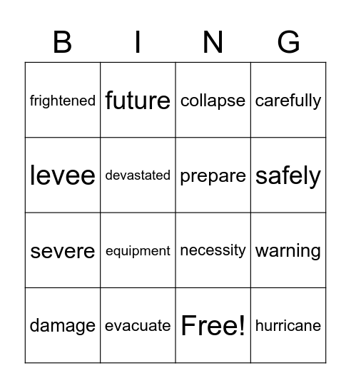 Unit 3 Bingo Card