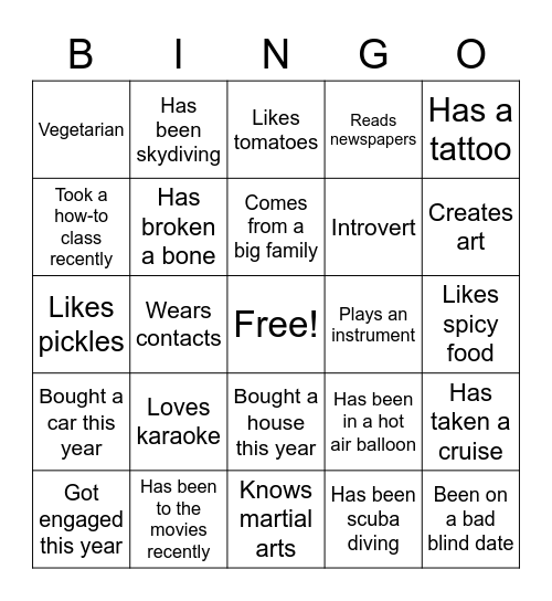 Get to Know Bingo Card