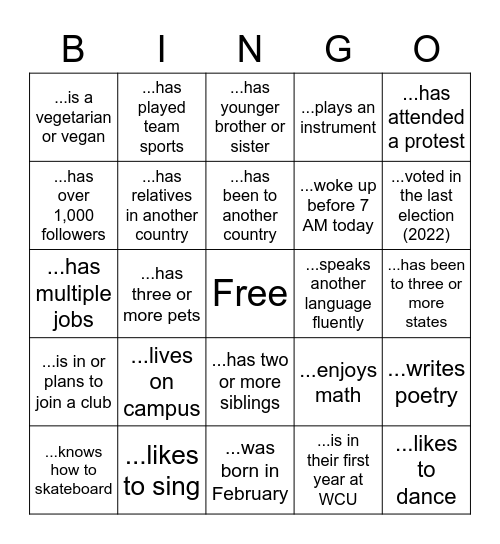 Find someone who.... Bingo Card