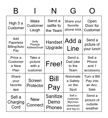 Union Bingo Card