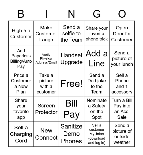 Union Bingo Card