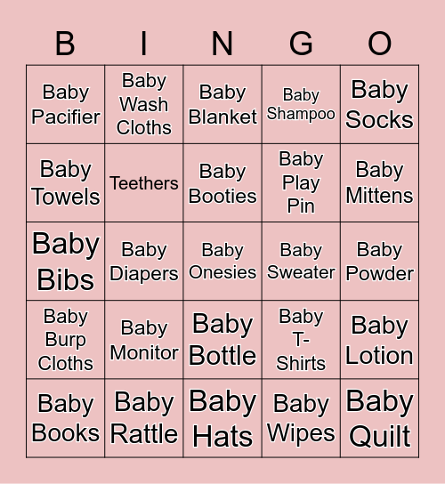 Baby Bingo Card