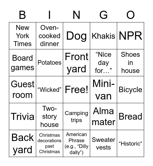 Gringo Bingo Card