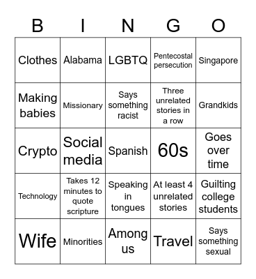 Castleberry Bingo Card