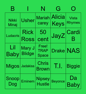 Trap Bingo Card