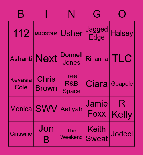 R&B BINGO Card