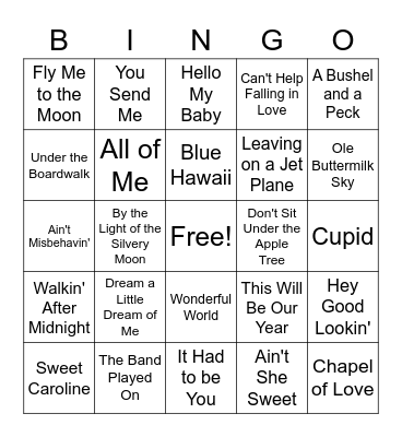 Music Bingo: Love Bingo Card