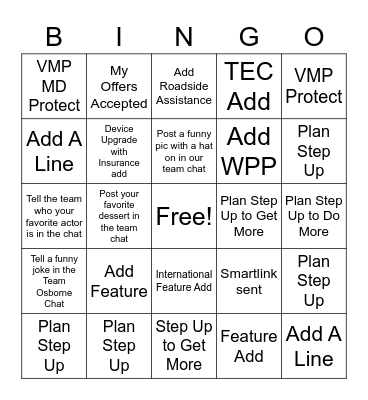 Value Bonus Day Bingo Card