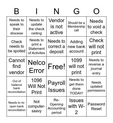 Accounting January BINGO Card