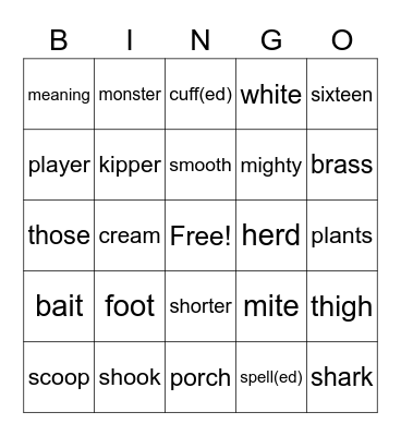 Jackson spelling review 1/30/23 Bingo Card