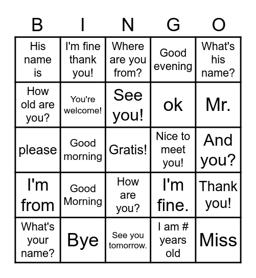 Los Saludos Bingo Card