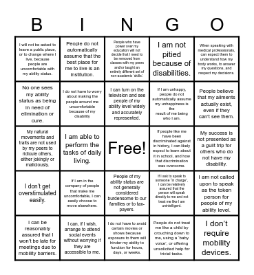 Ability Status Bingo Card