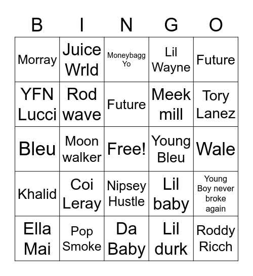 Musical  Bingo Card