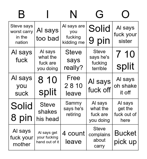 Bowling BINGO Card